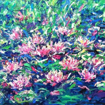 Painting titled "Water lily, flower…" by Anh  Tuan Le, Original Artwork, Acrylic
