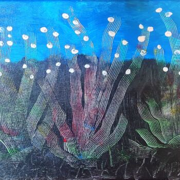 Painting titled "Vegetales con flore…" by Ma Palet, Original Artwork, Acrylic Mounted on Wood Stretcher frame
