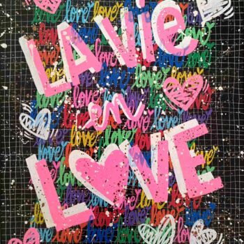 Peinture intitulée "La vie en Love" par Monna Art, Œuvre d'art originale, Acrylique Monté sur Châssis en bois