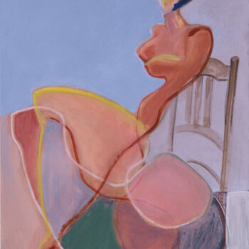 Painting titled "Nue assise" by Yakzan Atassi, Original Artwork, Acrylic Mounted on Wood Stretcher frame