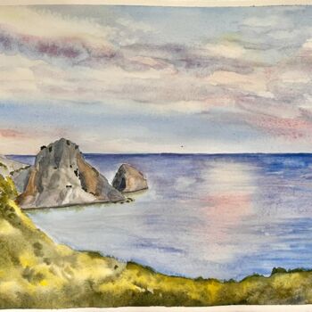 Painting titled "Sea shore" by Olena Zhylenko, Original Artwork, Watercolor