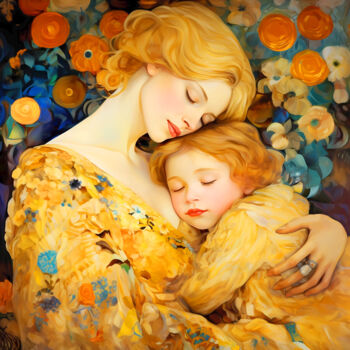 Digital Arts titled "Mother and child, s…" by Irina Bast, Original Artwork, Digital Print Mounted on Wood Stretcher frame