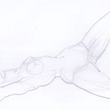Drawing titled "Nue- une seul pose-…" by Yakzan Atassi, Original Artwork, Pencil