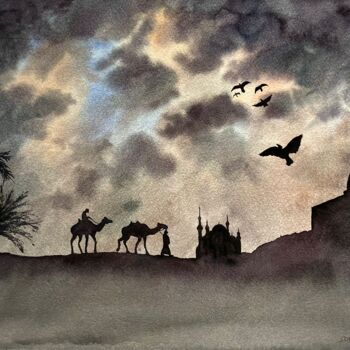 Peinture intitulée "Serenity" par Sofiia Kulichkova (Sonjakul), Œuvre d'art originale, Aquarelle