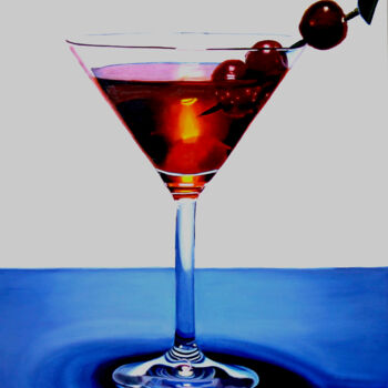 Peinture intitulée "Cocktail de cerises" par Manon Germain, Œuvre d'art originale, Huile Monté sur Châssis en bois