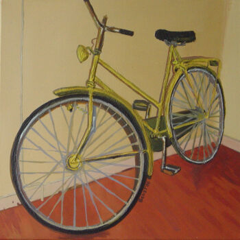 Painting titled "Fiets" by Gabriela Espinoza Vázquez -Gevst, Original Artwork, Acrylic
