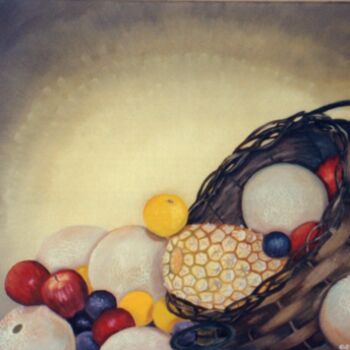 Painting titled "Bodegon" by Gabriela Espinoza Vázquez -Gevst, Original Artwork, Oil