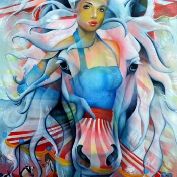Peinture intitulée "l 'échappée sauvage"" par Jeannette Guichard-Bunel, Œuvre d'art originale, Huile Monté sur Châssis en bo…