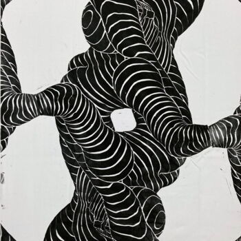 Printmaking titled "He, She, They, Them…" by Michael E. Voss, Original Artwork, Linocuts Mounted on Wood Stretcher frame