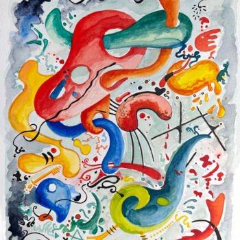 제목이 "Abstraction 19 Pain…"인 미술작품 Humberto Cesar Pornaro로, 원작, 수채화