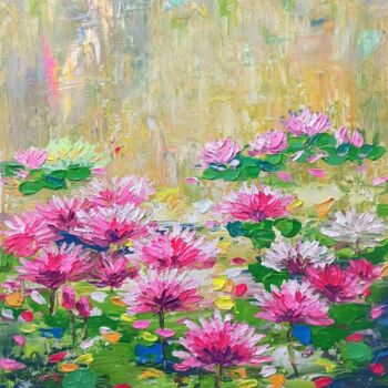 Painting titled "Water lily, Flower…" by Anh  Tuan Le, Original Artwork, Acrylic