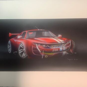 Painting titled "Cartoon Car 508 Spo…" by Roger Dame, Original Artwork, Acrylic
