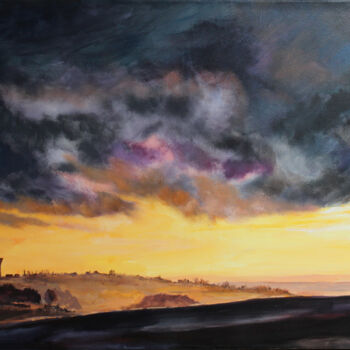 Painting titled "Clairs monts" by Ofil, Original Artwork, Gouache Mounted on Wood Stretcher frame