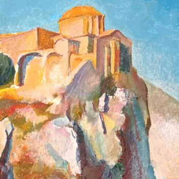 Ζωγραφική με τίτλο "Monemvasia" από Ioannis Filippopoulos, Αυθεντικά έργα τέχνης, Παστέλ