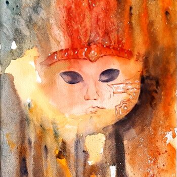 Painting titled "Mystère" by Marcela Denghel, Original Artwork, Watercolor