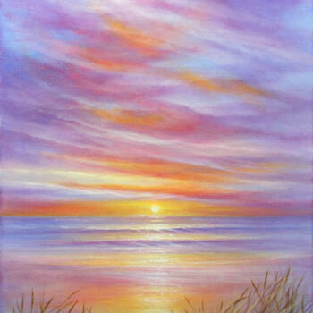 Pintura titulada "Summer Sunset" por Stella Dunkley, Obra de arte original, Oleo Montado en Bastidor de camilla de madera