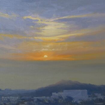 Painting titled "Awakening sky" by Bhargavkumar Kulkarni, Original Artwork, Oil