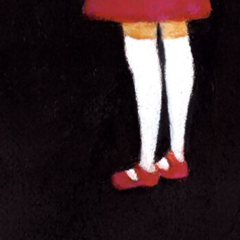 Ζωγραφική με τίτλο "Girl in White Knee…" από Janel Bragg, Αυθεντικά έργα τέχνης, Ακουαρέλα