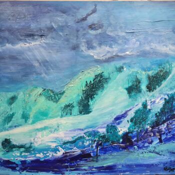 Malerei mit dem Titel "BLUE MONTAIN" von Catherine Jacomet, Original-Kunstwerk, Acryl