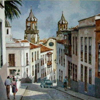Painting titled ""La Orotava, Teneri…" by Rafael Gurrea Sánchez, Original Artwork, Watercolor