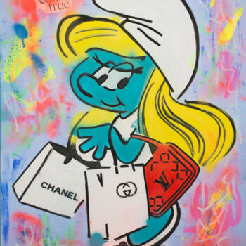 Peinture intitulée "Smurfette Self Made" par Natalie Otalora, Œuvre d'art originale, Acrylique Monté sur Châssis en bois
