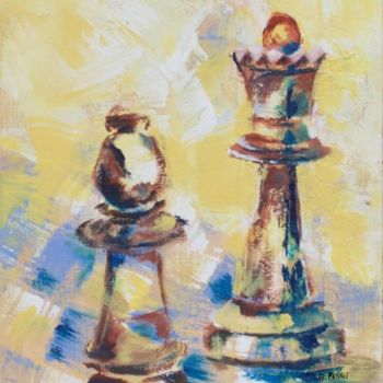 Peinture intitulée "combat de "coqs"?…" par Anne-Frédérique Ferret, Œuvre d'art originale