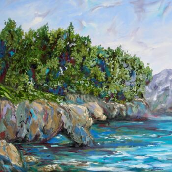 Painting titled "Wild Nature of Gree…" by Liza Illichmann, Original Artwork, Oil Mounted on Wood Stretcher frame