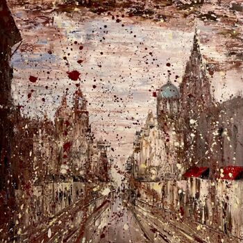 Painting titled "Twilight" by Oksana Lukonina, Original Artwork, Oil Mounted on Wood Stretcher frame