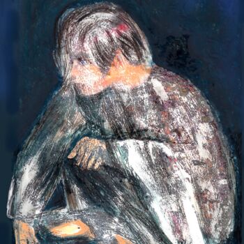 Digitale Kunst mit dem Titel "ENFANT DANS SA NUIT" von Lucenthos, Original-Kunstwerk, Digitale Malerei