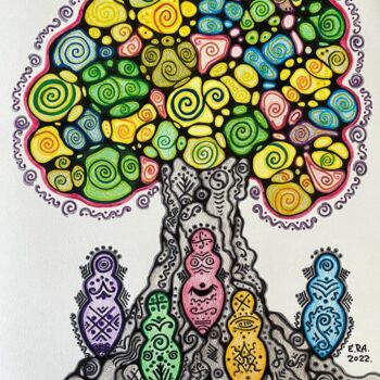 "Goddesses by the tr…" başlıklı Tablo Olena Kovalenko tarafından, Orijinal sanat, Kalem
