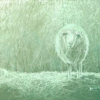 Dibujo titulada "Овца" por Konstantin Konevskikh, Obra de arte original, Pastel Montado en Cartulina