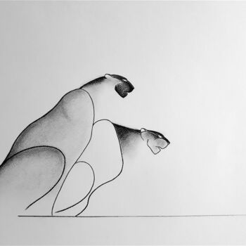 图画 标题为“Panthera Pardus n°8” 由Gier, 原创艺术品, 木炭