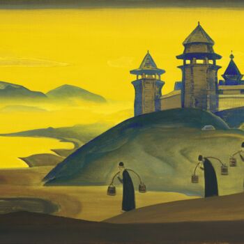 Painting titled "Et nous essayons" by Nicolas Roerich, Original Artwork, Oil