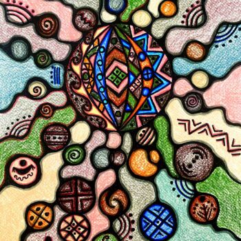 「Bukovinian sun」というタイトルの絵画 Olena Kovalenkoによって, オリジナルのアートワーク, 鉛筆
