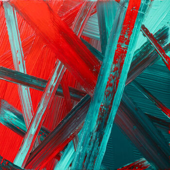 Pittura intitolato "Querbeet Blaugrün-R…" da Björn Wiedemann, Opera d'arte originale, Acrilico