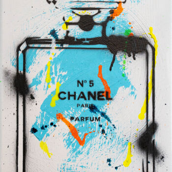 Peinture intitulée "CHANEL BLUE HAWAII" par Natalie Otalora, Œuvre d'art originale, Acrylique Monté sur Châssis en bois