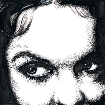 Drawing titled "Eyes 14 / Глаза 14" by Vladimir Abaimov, Original Artwork, Ink