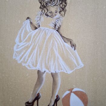 Σχέδιο με τίτλο "Little fashion-girl" από Madlen Fox, Αυθεντικά έργα τέχνης, Χρωστικές ουσίες