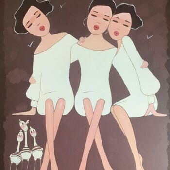 제목이 "Constance, Aimée, L…"인 미술작품 Noëlle Lassailly로, 원작, 아크릴 나무 들것 프레임에 장착됨