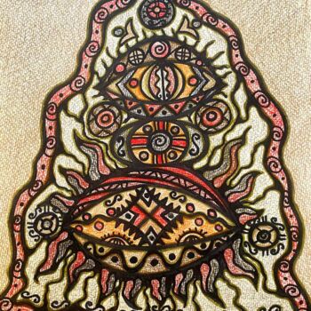 Painting titled "Pyramid" by Olena Kovalenko, Original Artwork, Conté