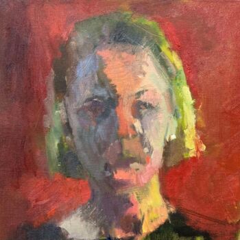 Painting titled "Paint the town red" by Ekaterina Belukhina, Original Artwork, Oil Mounted on Cardboard