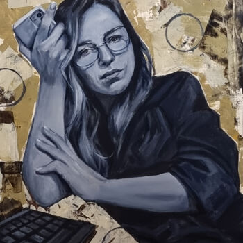 Ζωγραφική με τίτλο "Self portrait at th…" από Artmoods Tp, Αυθεντικά έργα τέχνης, Ακρυλικό