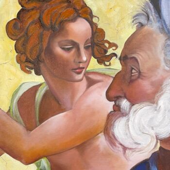 Painting titled "Etude détail plafon…" by Brigitte Bouron, Original Artwork, Oil