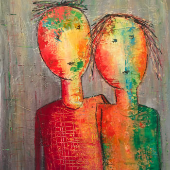 Painting titled "Toi et moi" by Dane, Original Artwork, Acrylic Mounted on Wood Stretcher frame