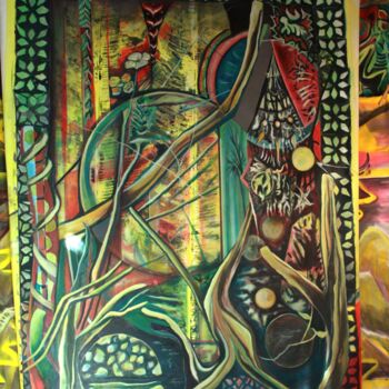 Painting titled "Sol na sala astros…" by Marcos Tabbal, Original Artwork, Acrylic