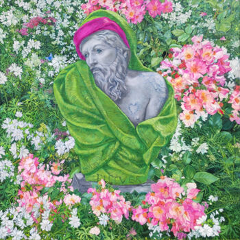 Schilderij getiteld "Winter in Summer" door Natalie Levkovska, Origineel Kunstwerk, Olie Gemonteerd op Frame voor houten bra…