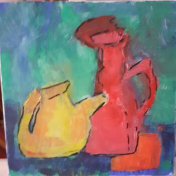 Painting titled "pot et vase-nature…" by Alexandra Pilleux (De Montbrial), Original Artwork, Acrylic