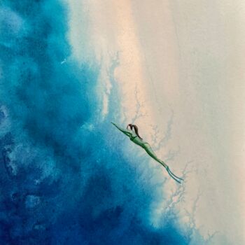 Painting titled "Diver" by Irinas_art_touch, Original Artwork, Watercolor