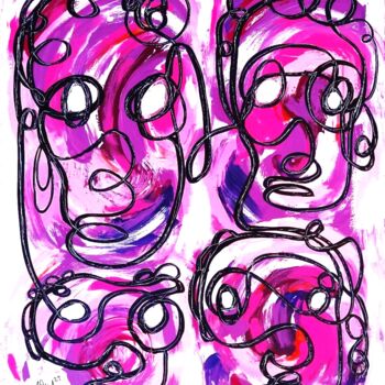 Ζωγραφική με τίτλο "Abstract faces. Ser…" από Murat Rey, Αυθεντικά έργα τέχνης, Ακρυλικό