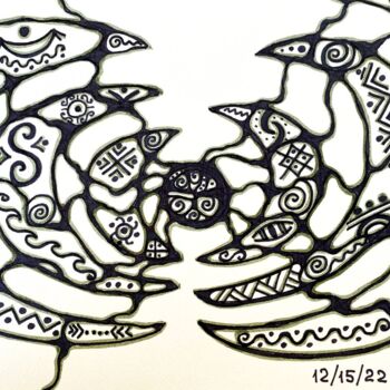 Painting titled "Monochorome-5" by Olena Kovalenko, Original Artwork, Marker